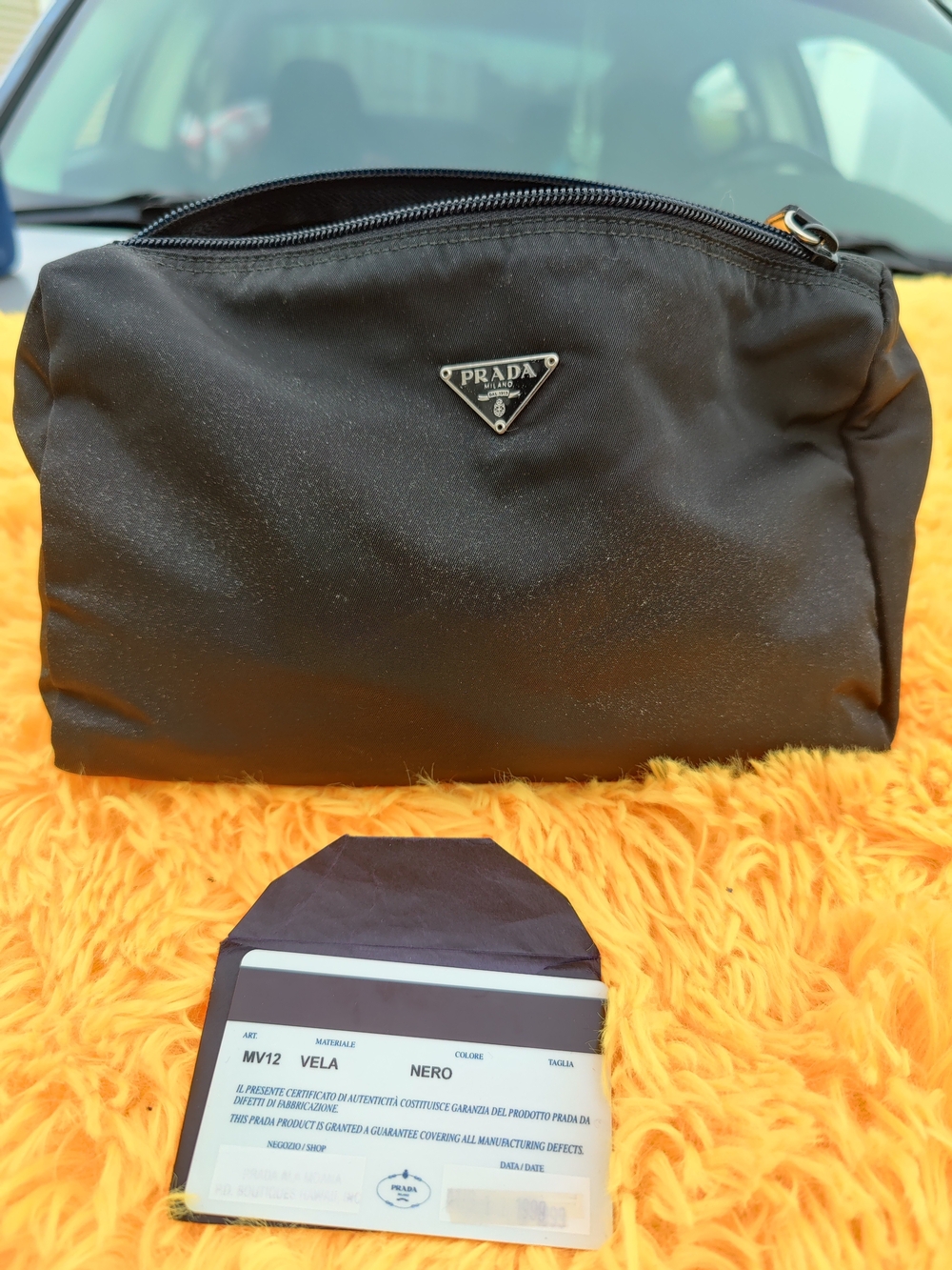 Prada Nero Nylon Toiletry Pouch with Metal Triangle Logo